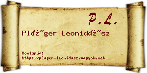 Pláger Leonidász névjegykártya